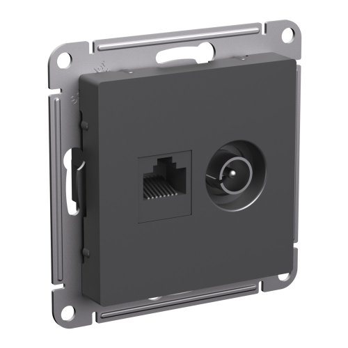 Розетка RJ45+TV Оконечная без рамки Systeme Electric AtlasDesign 2-м. базальт картинка